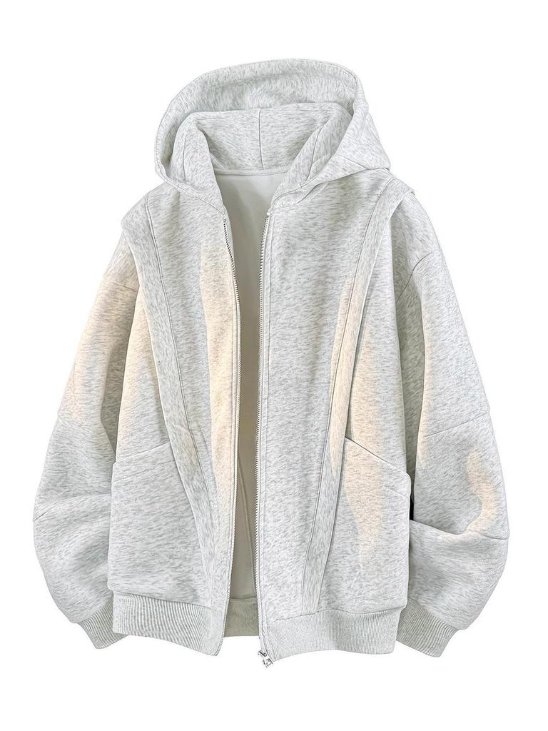 Unisex American-Style Heavy Fleece Hooded Jacket for Autumn/Winter