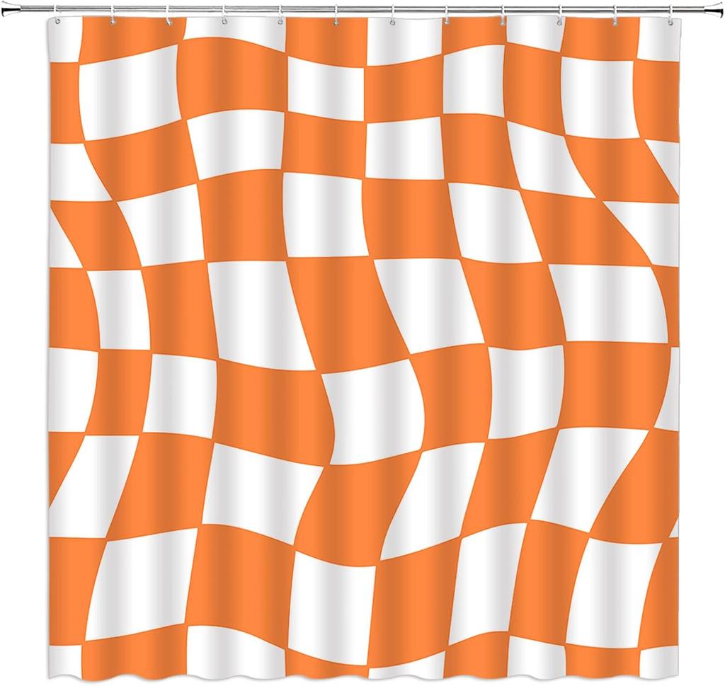 Black and White Checkered Shower Curtain Retro Funky Groovy Aesthetic Abstract Checkerboard 60s 70s Plaid Hippie Home Decor