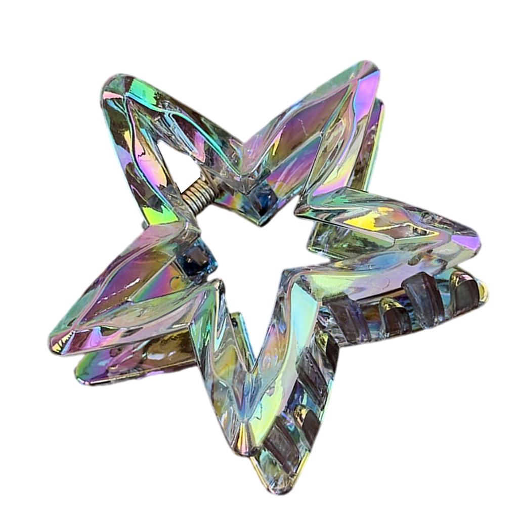 1Pc Crystal Candy Colored Hair Clip Dazzling Hollowed Out Five Pointed Star Hair Claw Stylish Elegant Acrylic Barrettes For Women Girls