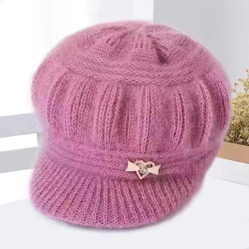 Winter Thickened Warm Knitted Hat, New Plush Old Lady Wool Hat, Women's Duck Tongue Ear Protector