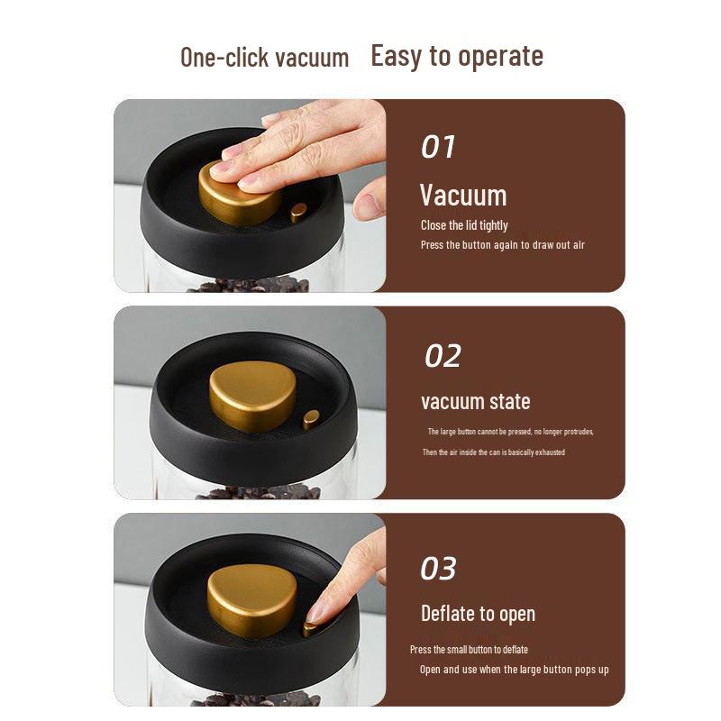 Vacuum-Sealed Coffee Bean Glass Jar: Moisture-Proof Kitchen Storage
