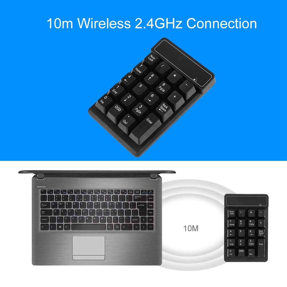 Richer-R Numeric Keypad, 2.4GHz Wireless Digital Number Keyboard, Bluetooth 19-Key Wireless Keyboard, Mini Keyboard, USB Numeric Keypad for Touch