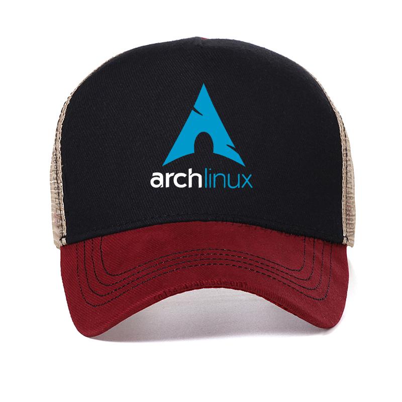 

Компьютерный программный инженер Arch Linux логотип шляпа Харадзюку Подросток Мужской Летняя сетчатая дышащая бейсболка gorra Adjustable красный