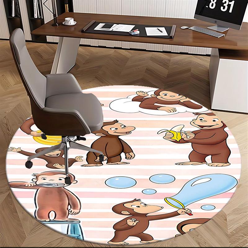 Curious George,Monkey Adventures Chair mat Round Rug Office carpet, Non slip, Suitable for Living Rooms, Bedrooms Decor 1205523a