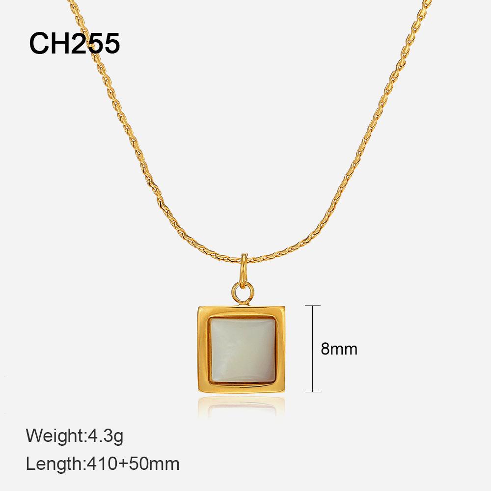 

Европейское и американское ожерелье в стиле инс из квадратной титановой стали, женское, с 14-каратным золотым покрытием, нишевый дизайн, темпераментное, универсальное, с подвеской в виде ракушки 14K Gold Plated