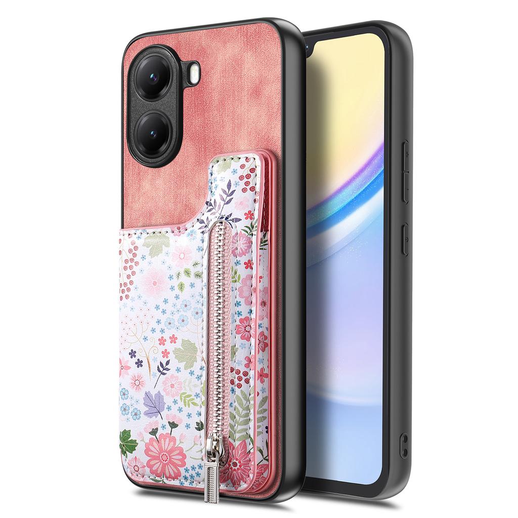 For Xiaomi Poco X7 Pro 5G/Xiaomi Redmi Turbo 4 5G Leather Phone Cover with RFID Blocking Zipper Card Bag Kickstand