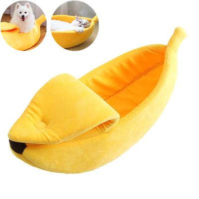 1Pc Funny Banana Cat Bed House Puppy Cushion Kennel  Cute Cozy Cat Mat Beds Warm Durable Portable Pet Bask Cushion Supplies
