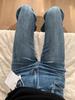 Women's Retro Blue High-Waist Wide-Leg Flared Jeans Plus Size