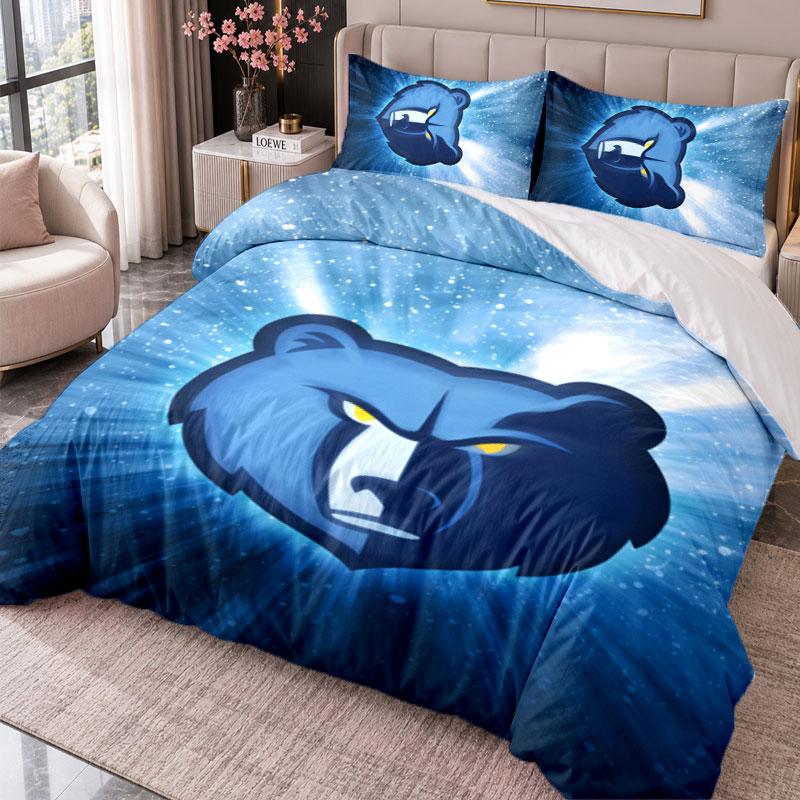 Memphis Grizzlies 3Pcs Bedding Set Duvet Cover With Two Pillowcases For Bedroom Home Decoration