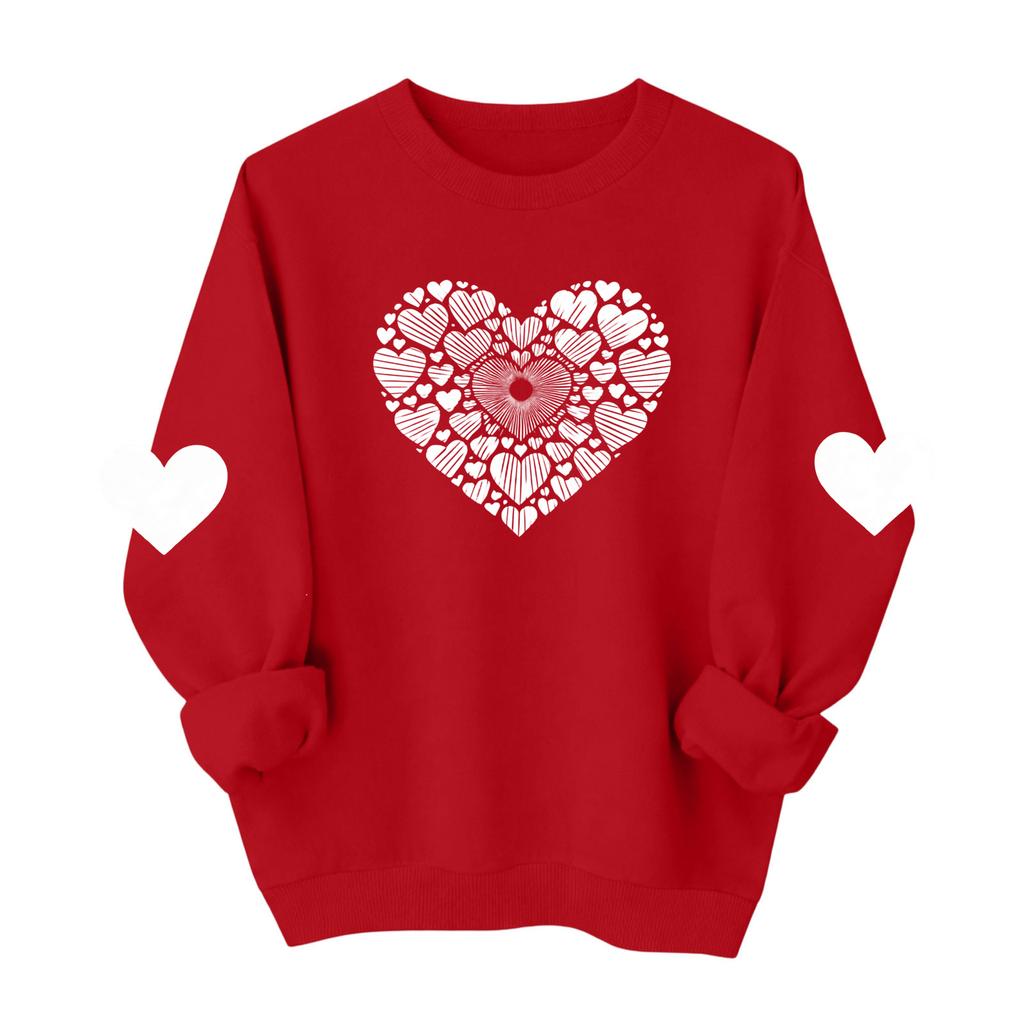 Valentijns Sweatshirts Voor Vrouwen Liefde Hart Grafisch Pullover Ronde Hals Lange Mouw Tops Valentijnsdag Sweatshirt