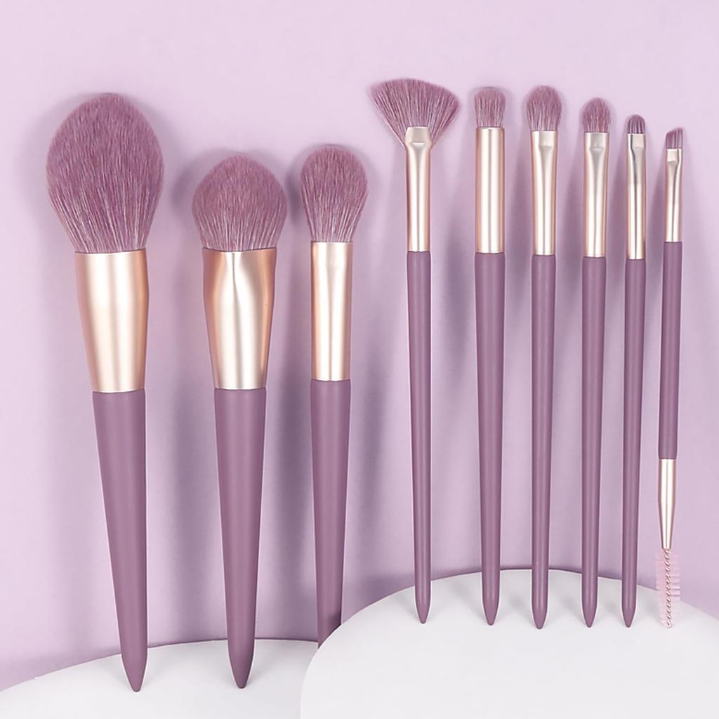 ENZO KEN Purple Makeup Brush Set with Gold Travel Colorful Vegan Eyeshadow Brush Face Contour and Blush Brush Beauty Set with Pro Cosmetic Blend