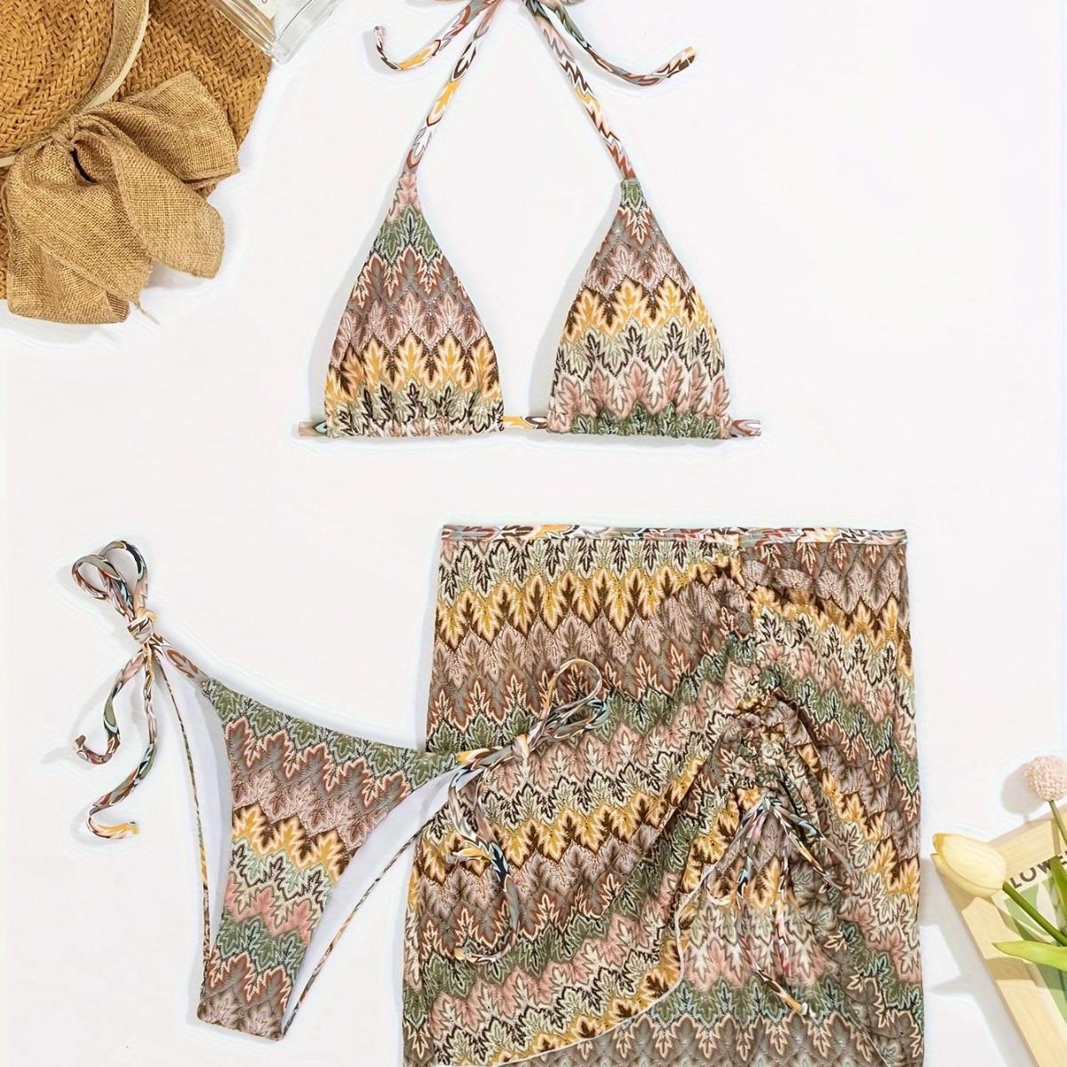 

Underwire Push-up Bikini Set with Special Fabric Large світло-коричневого кольору