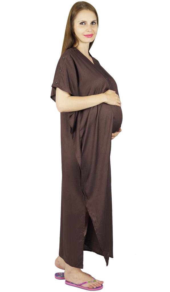 Bimba Kaftan de Maternité avec Ceinture Robe de Nuit d'Allaitement| Boutons Devant| Baby Shower