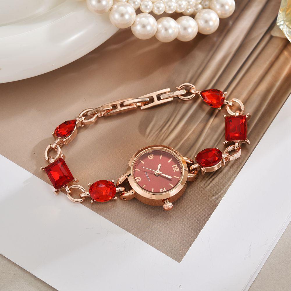 Dame Rundt Krystallarmbåndsur Dame Kvarts Klokke Armbåndsur