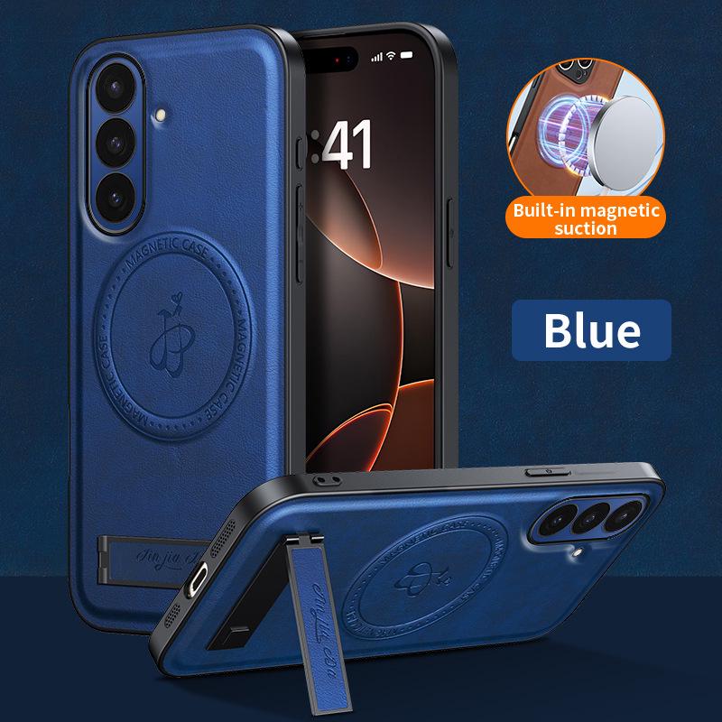 Samsung Z Fold7 Magnetic Leather Case: Anti-Drop, Invisible Stand