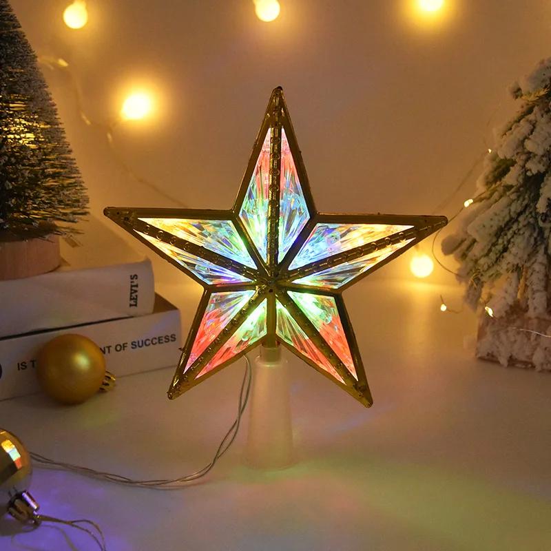 Christmas Tree Top Star Light Battery Powered Glowing Christmas Decorations Xmas Tree Ornaments Navidad New Year Natal Noel