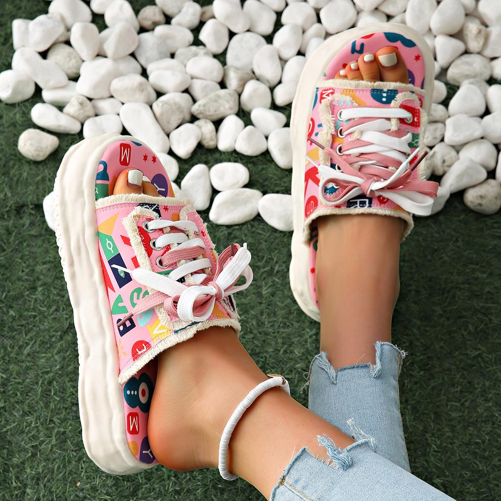 Fashion Women Slippers New Fashion Designer Graffiti Slippers Platform Mules Shoes Street Clogs Flat Casual Sandals Home Slides Women