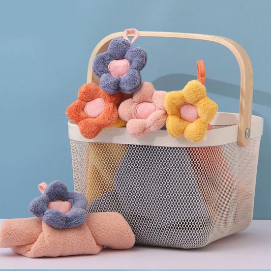 Wipe Towel Comfortable Super Absorbent Coral Fleece 3D Flower Shape Kitchen Bathroom