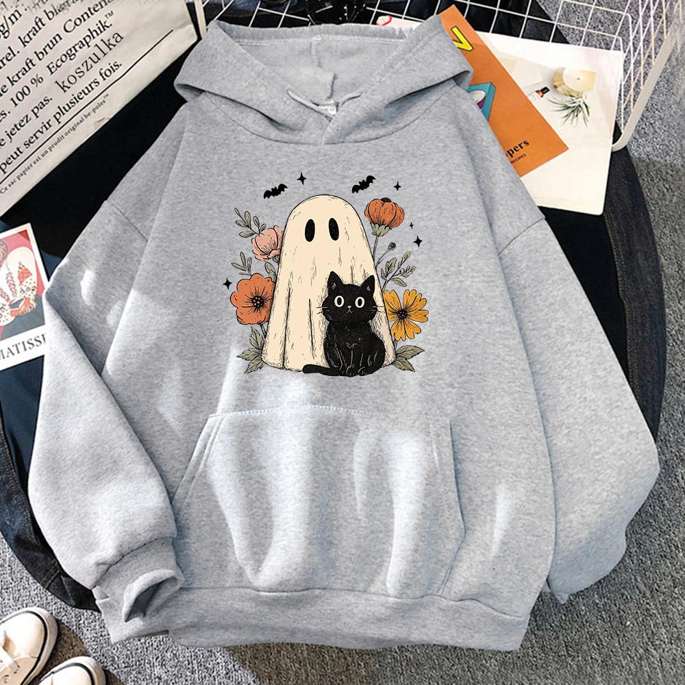 Funny Cat Halloween Hoodie Fashion Women Aesthetic Vintage Ramen Flower Pumpkin Hoodies Unisex Christmas Pullovers Sweatshirts