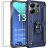 Case + Tempered Glasses - Xiaomi - Redmi Note 13 4G - Navy Blue - 360° Stand - Reinforced