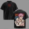 Ryomen Sukuna Print T-Shirt Jujutsu Kaisen Anime Kleidung Herren Damen Baumwoll-T-Shirts Vintage gewaschenes T-Shirt Harajuku Oversized T-Shirt