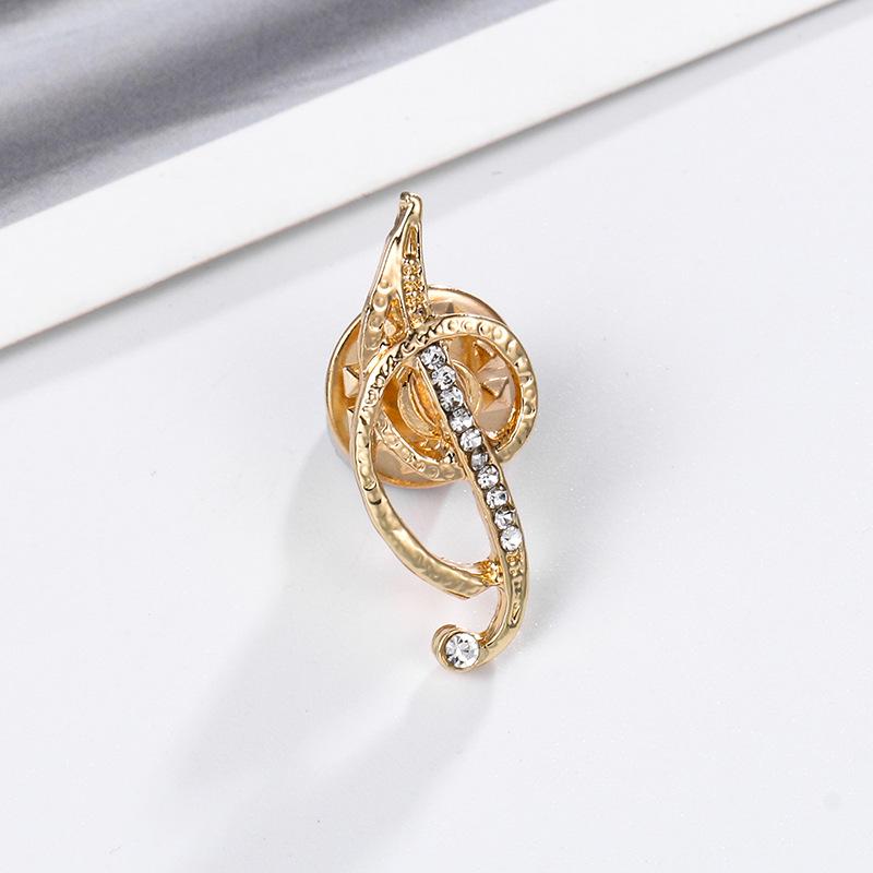 High-Precision Electroplated Vintage Alloy Brooch with Rhinestones