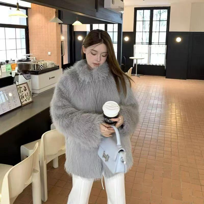 Skinny imitation fox hair fashionable cotton coat winter short small imitation fur fur coat women