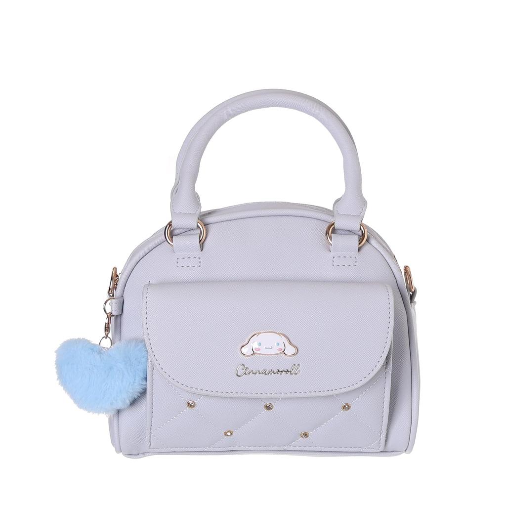 Sanrio Characters Boston Shoulder x x Synthetic Leather Bag, 16.5 19.5 10cm, 347g, (Cinnamoroll)
