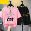 Kids Summer Children Clothing CR7 Soccer Star Print Short Sleeve Top Shorts 2pcs Set Soft Sports Tracksuit Outfit Wear