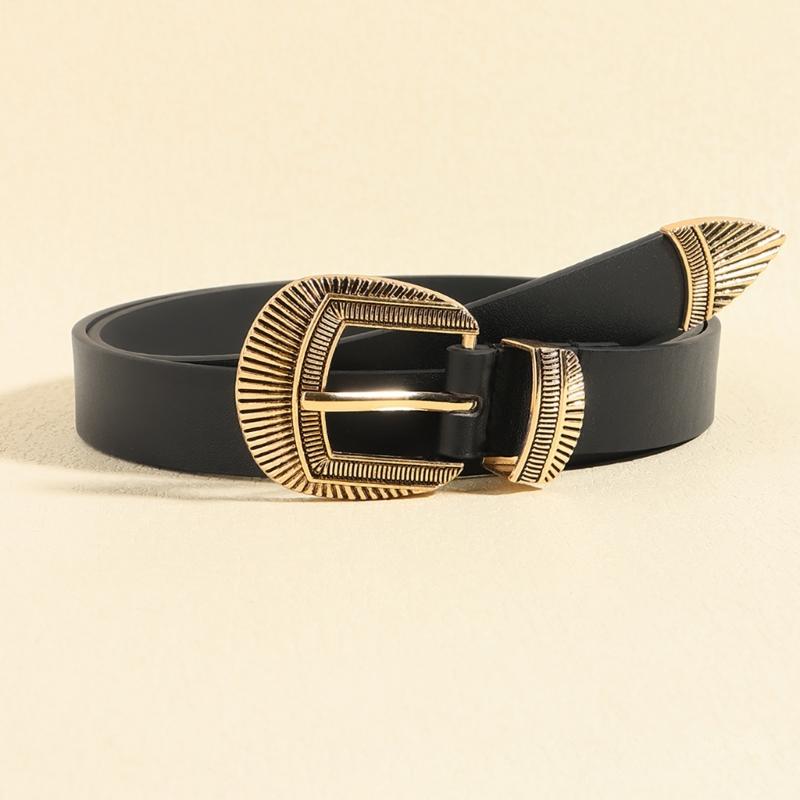 Stylish Buckles Belt Ladies Western Styles Waist Belt Durable Leather Waistband for Versatiles Styling