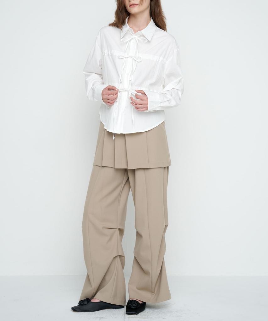 MOIFAIRE Pleated Layered Skirt Pants / Begie