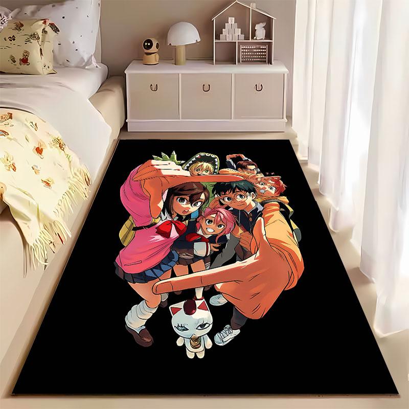 Anime Group Art on Black suitable as a non-slip mat for the living room or bedroom sofa