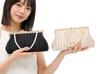 Baisikou Party Bag, Wedding Bag, Large, 2-Way Pleated, Women's HandbagShoulder Bag, Perfect for Receptions and Guests (Champagne Gold)