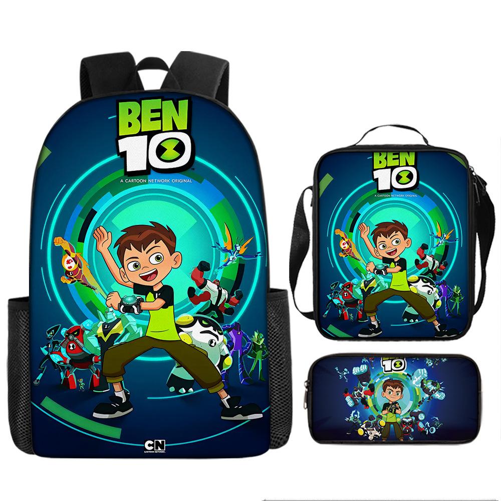 Less Hacker Backpack Ben 10 Student School Bag Anime Cartoon Backpack Lunch Bag Satchel Pencil Case