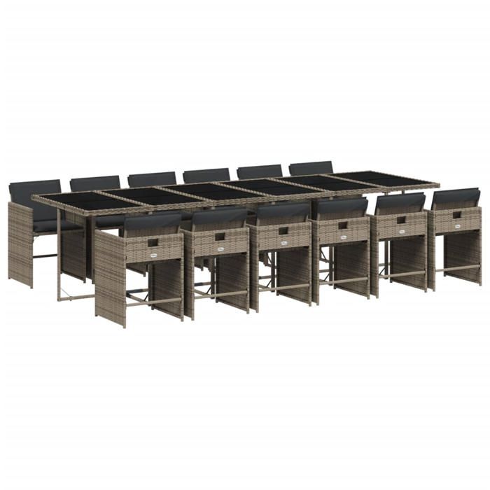 VidaXL Ensemble à manger de jardin coussins 13 pcs gris résine tressée 3277891
