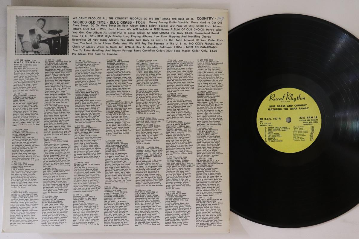 

LP Record WEAR FAMILY - Blue Grass And Country RRBGC147 RURAL RHYTHM US Country Used