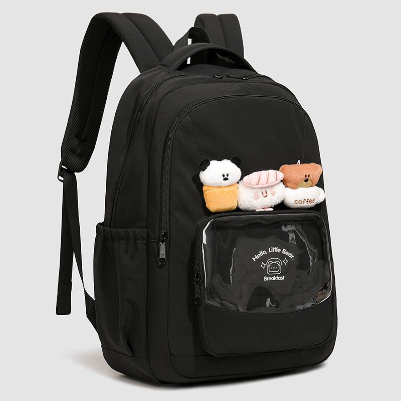 Einfarbiger Cartoon-Rucksack für Damen, große Kapazität, Schultasche für Studenten