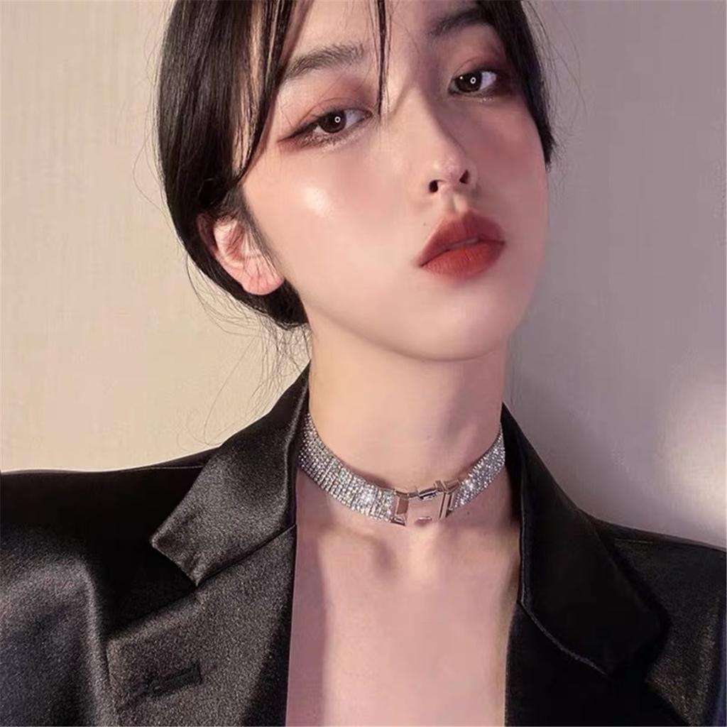 Tooxika Luxury Temperament Belt Buckle Splicing Multi-row Flash Diamond Necklace Sweet Cool Spicy Girl Collarbone Chain Necklace
