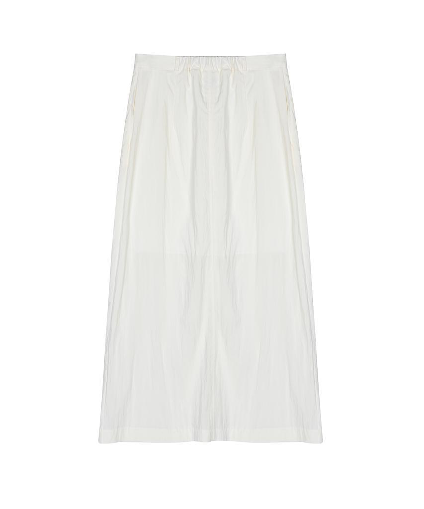 Nigaennikol Seersucker Slit Long Skirt_Ivory