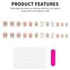 24PCS Blush Fake Nails with Flower Printed Reusable Long Lasting Press on Nails for Working Dating or Partying