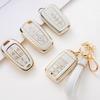Gold-Edged Key Cover Pendant with Stone Pattern Keychain for Cars - Cross-Border Bestseller