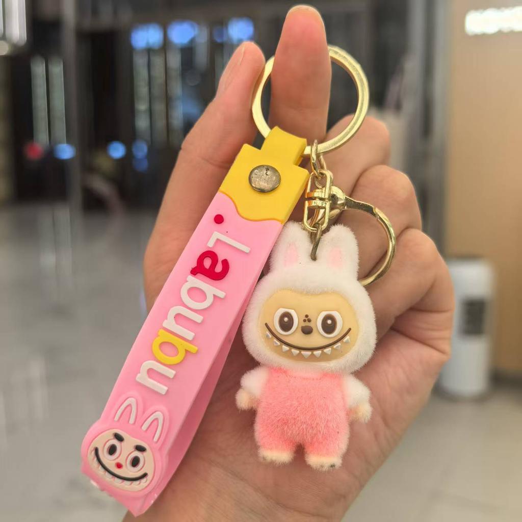 Cute Flocking Keychain Pendant Student Couple Bag Buckle