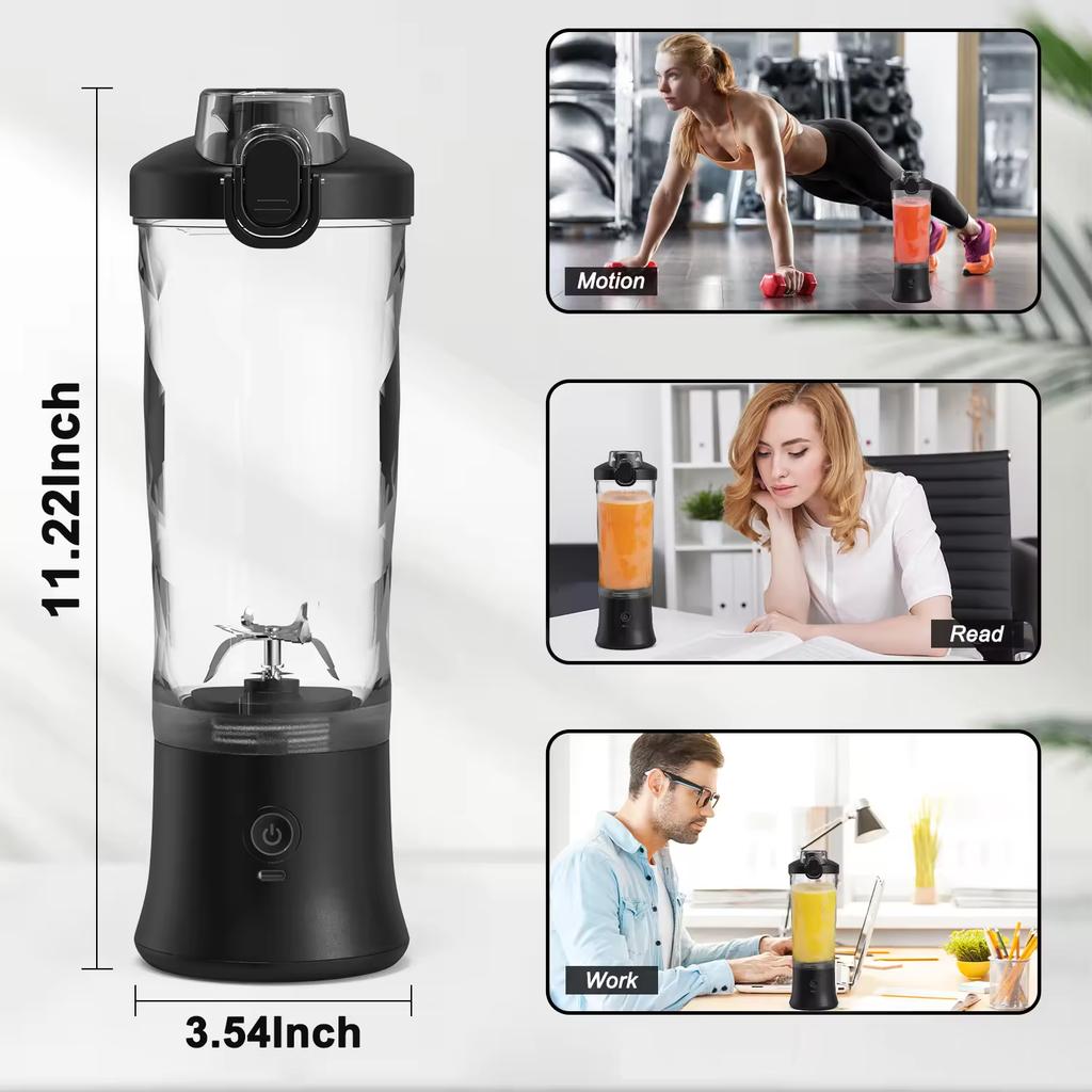 Portable Multi-functional Fresh Juice Blender with USB Charging, Large Mixing Juicer, Gym Fruit Blender, 600ml