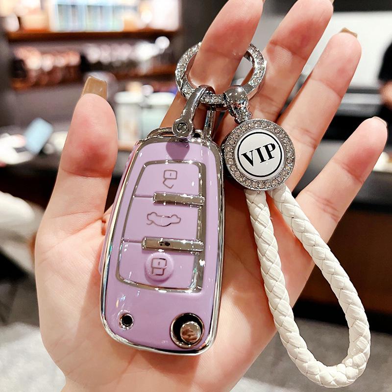 Chery Key Case for Tiggo 3x, Arrizo 5, and QQ Ice Cream - High-End Protective Shell with Buckle for Women.