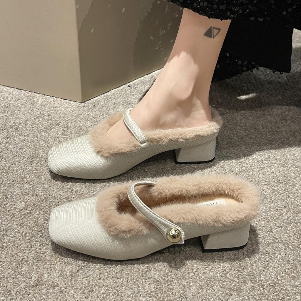 New Style Fashion Women's Elegant Women Low Heels Boots Pointed Toe Shallow Winter Fashion Designer Luxury Party Women Shoes