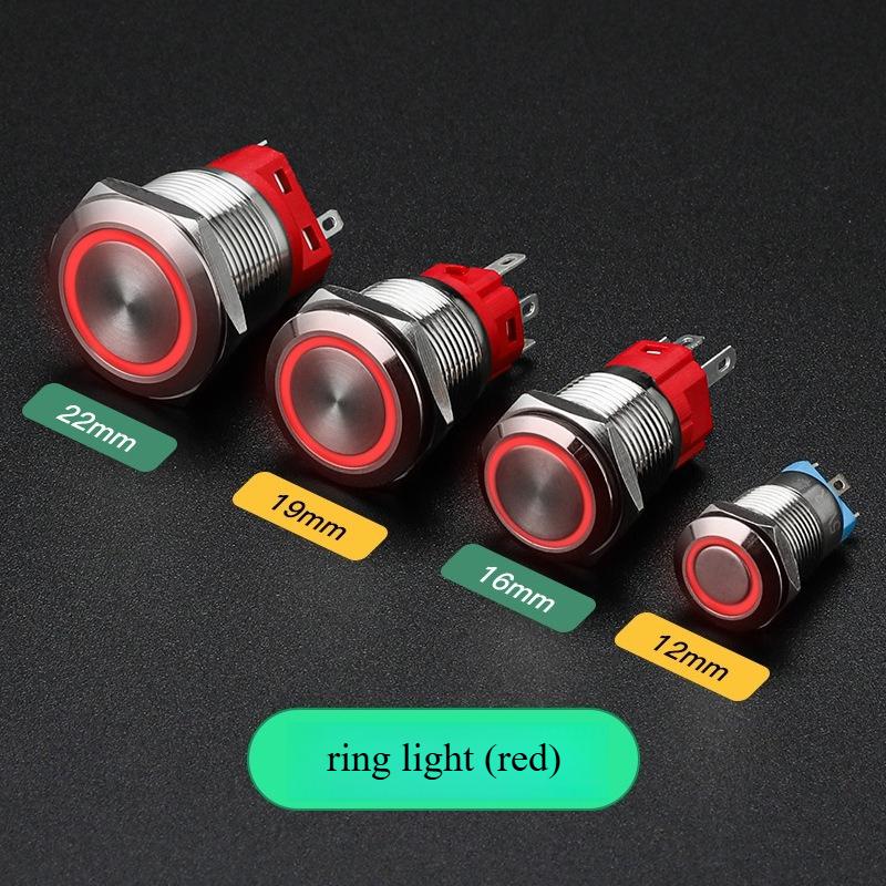 12 16 19 22MM Metal Button Switch LED Light Waterproof Momentary Self-Locking Car Engine Power Supply