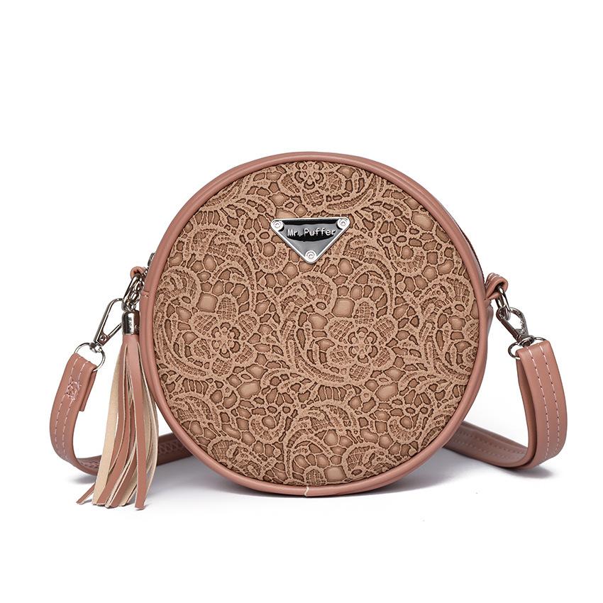 Crossbody Bag for Women Korean Style Fashion Trend Versatile Embossed Mini Round Bag Zipper Shoulder Bag