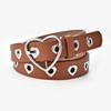 Hollow Heart Eyelet Faux Leather Belt Versatile Fashion Waist Belt Heart Buckle Belt  For Women
