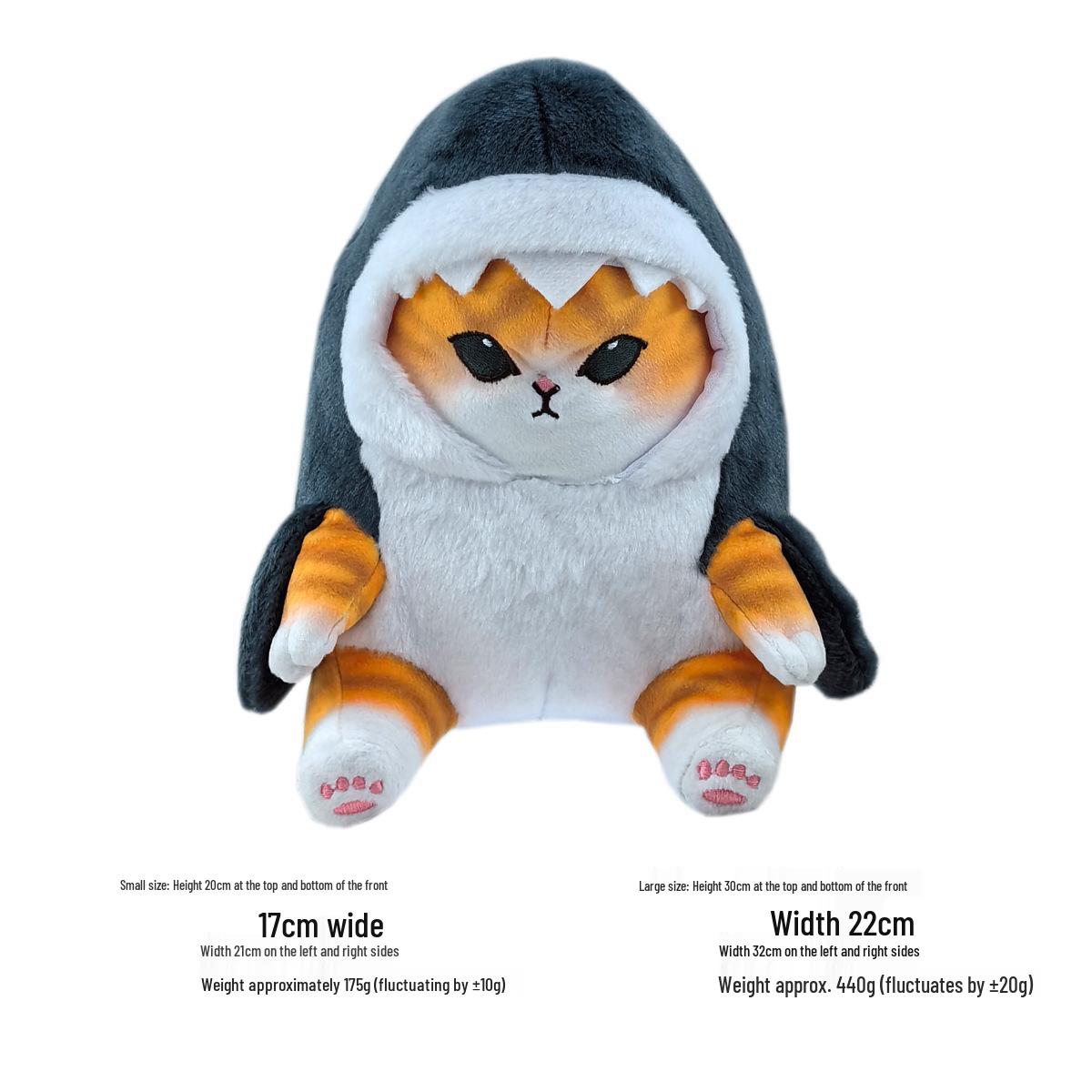 Adorable Japanese Cat & Shrimp Pendant Plush Toy: Shark Figure Doll for Kids Japanese Shark Cat - Vacuum Packed