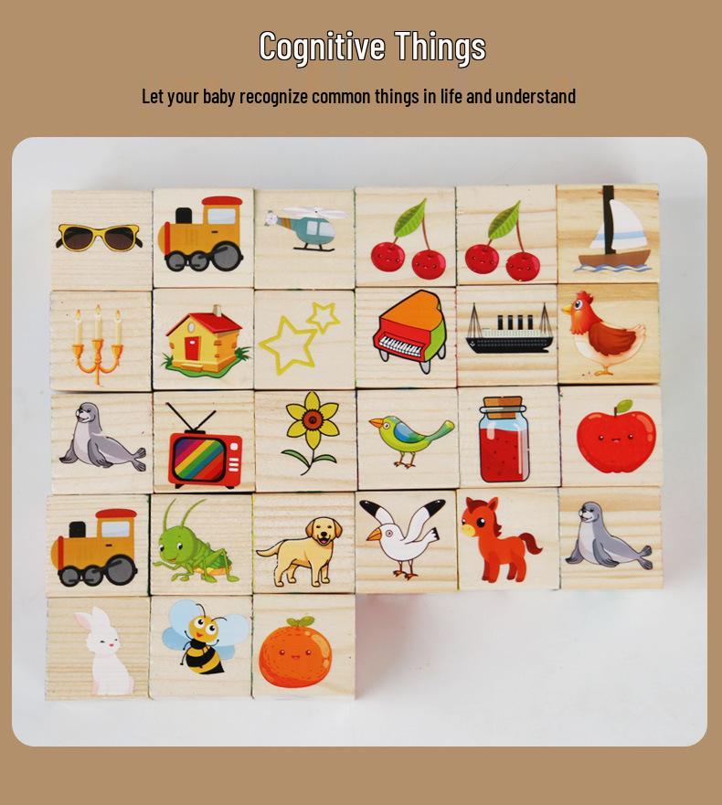Wooden English Letter Matching & Counting Blocks for Early Childhood Education